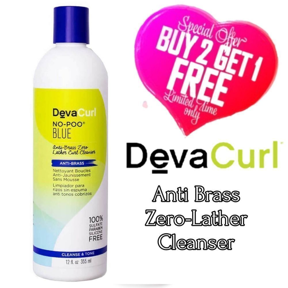 DEVA CURL NO POO Blue Anti-Brass Zero Lather Toning Curly Hair Cleanser (Shampoo
